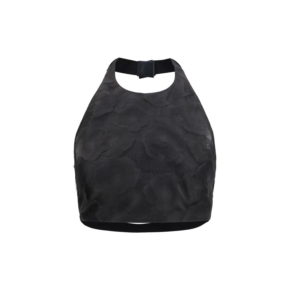Max Mara Black Silk Fumetto Cropped Top
