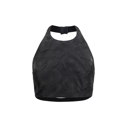 Max Mara Black Silk Fumetto Cropped Top