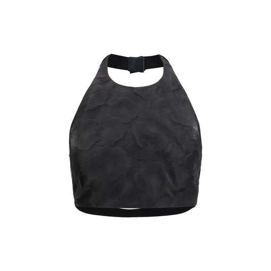 Max Mara Black Silk Fumetto Cropped Top