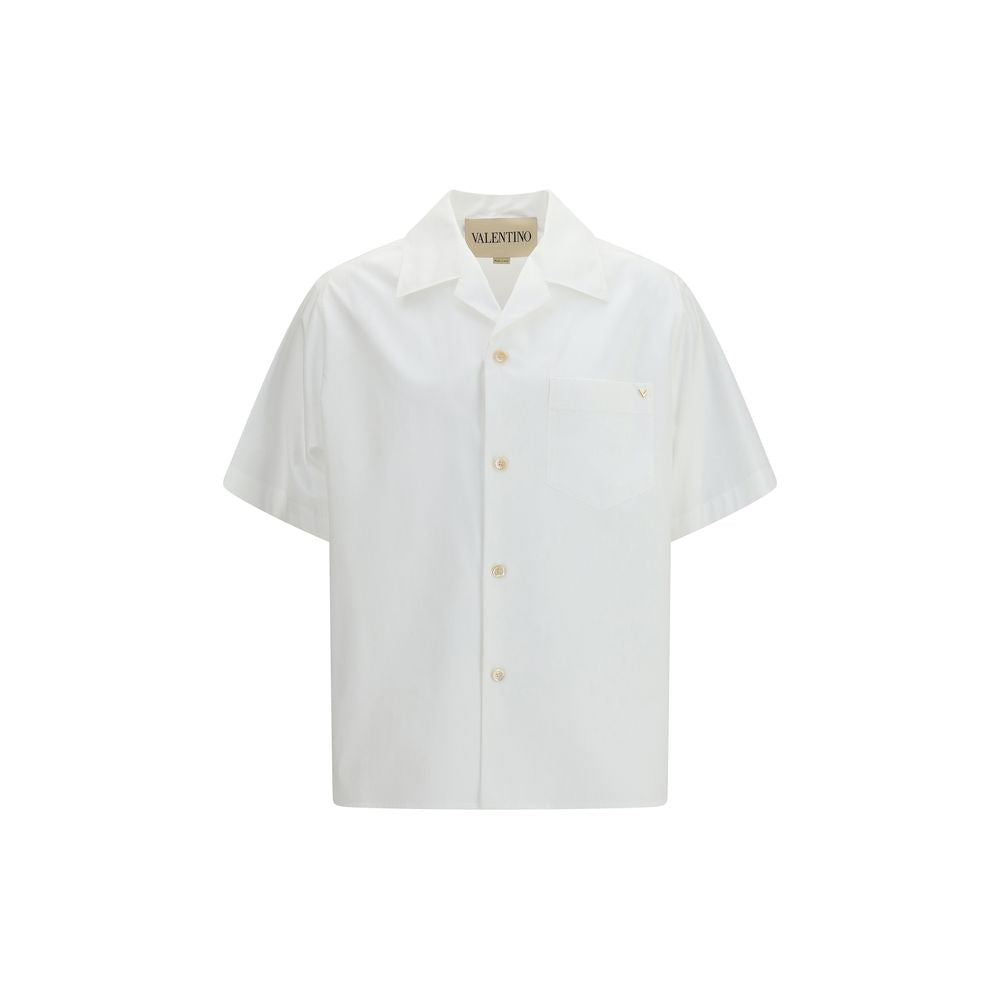 Valentino White Cotton Shirt with VGold