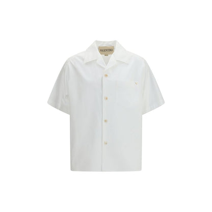 Valentino White Cotton Shirt with VGold
