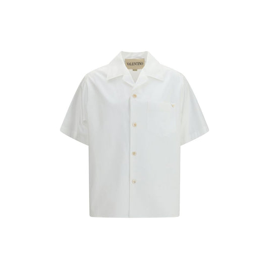 Valentino White Cotton Shirt with VGold