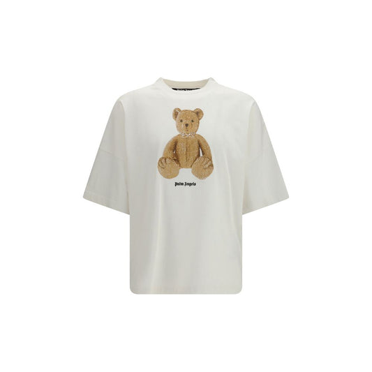 Palm Angels White Cotton Bear Print T-Shirt