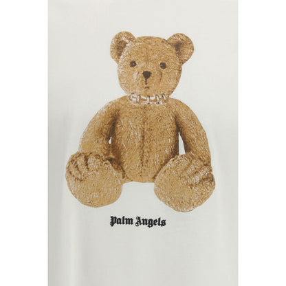 Palm Angels White Cotton Bear Print T-Shirt