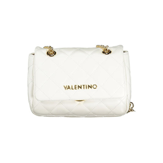VALENTINO BAGS Chain Shoulder Bag in White Faux Leather