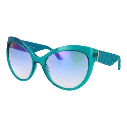 Guess Women’s Sunglasses – Turquoise Butterfly Frame, Blue Mirrored Lenses