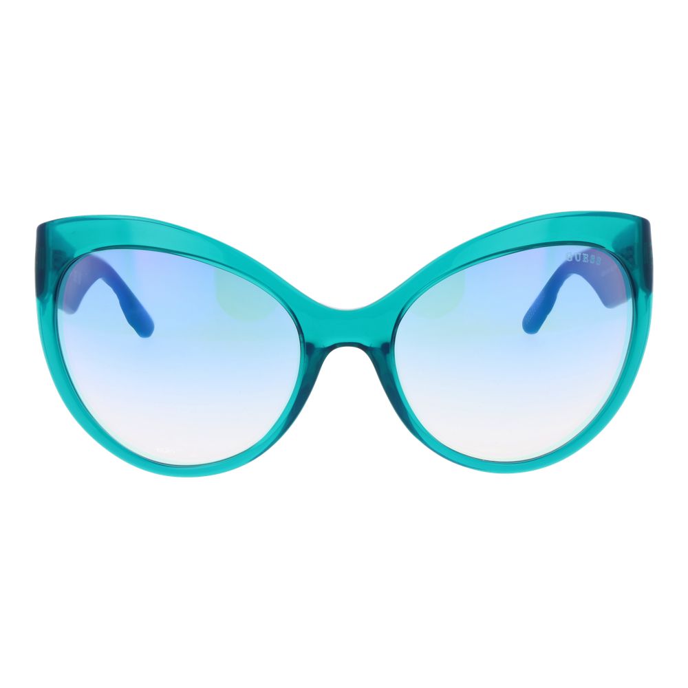 Guess Women’s Sunglasses – Turquoise Butterfly Frame, Blue Mirrored Lenses