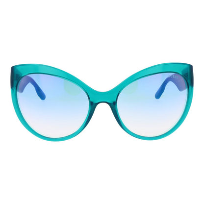 Guess Women’s Sunglasses – Turquoise Butterfly Frame, Blue Mirrored Lenses