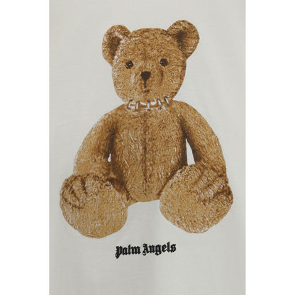 Palm Angels Beige Cotton Bear Print T-Shirt