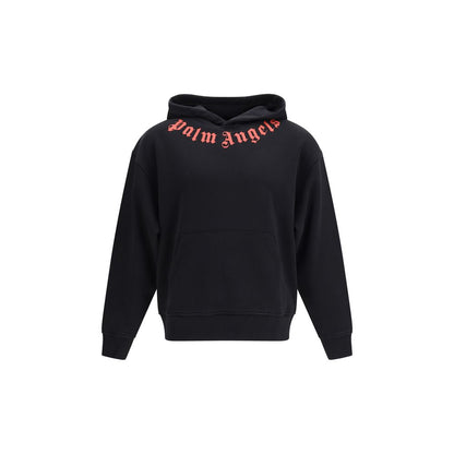 Palm Angels Neck Logo Hoodie - Black Cotton Sweatshirt