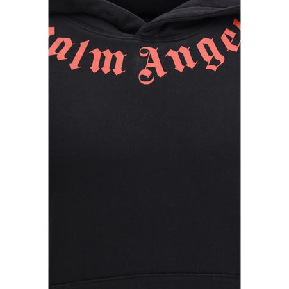Palm Angels Neck Logo Hoodie - Black Cotton Sweatshirt