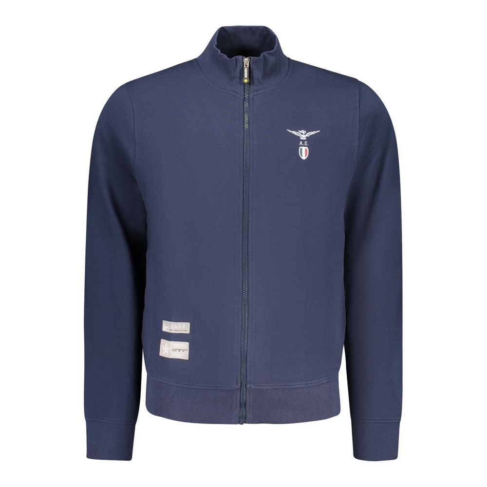 Accademia Militare Bluu Cotton Zip-Up Sweatshirt for Men