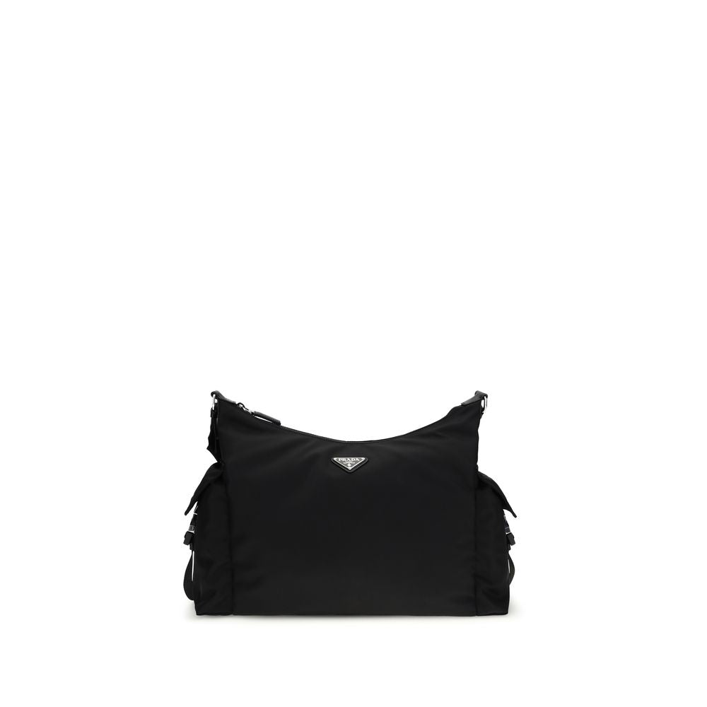 Prada Black Explore Large Re-Nylon and Leather Shoulder Bag