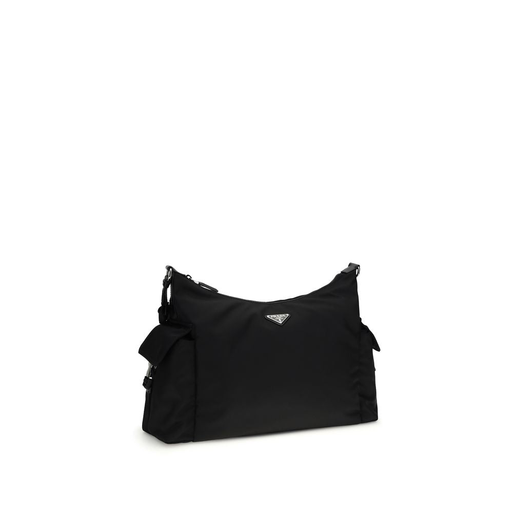 Prada Black Explore Large Re-Nylon and Leather Shoulder Bag