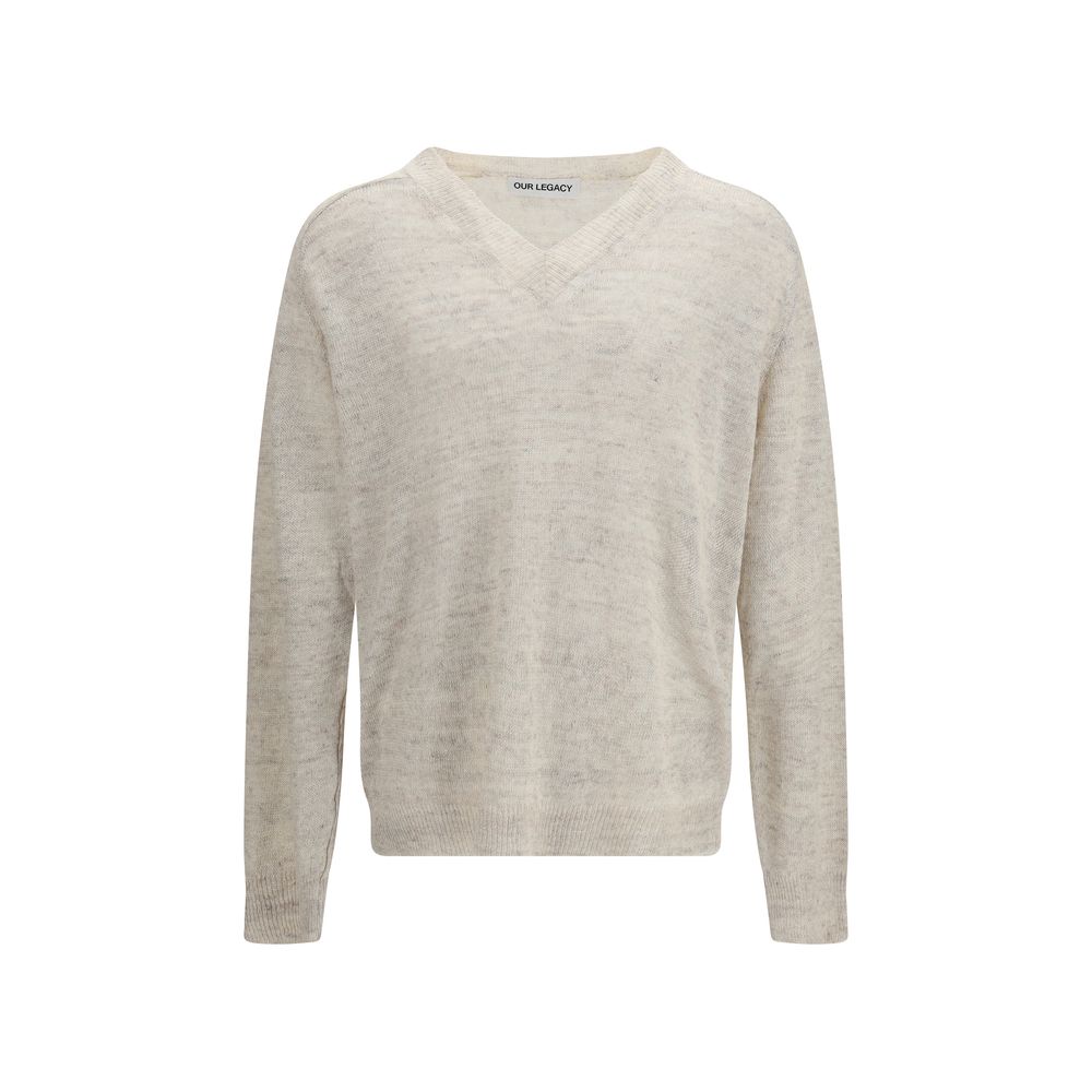 Our Legacy Beige Linen Sweatshirt - Rue V-Neck Soft Cyclone