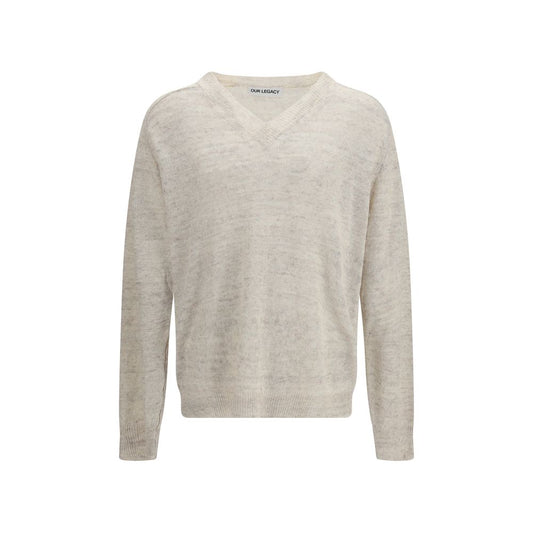 Our Legacy Beige Linen Sweatshirt - Rue V-Neck Soft Cyclone