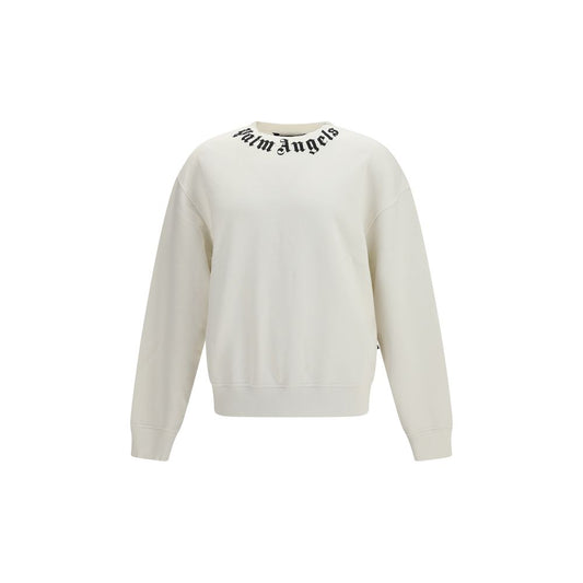 Palm Angels Neck Logo Sweatshirt - White Cotton