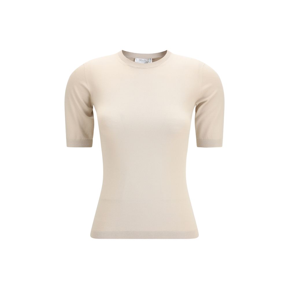 Max Mara Ottano Top - Beige Viscose T-Shirt