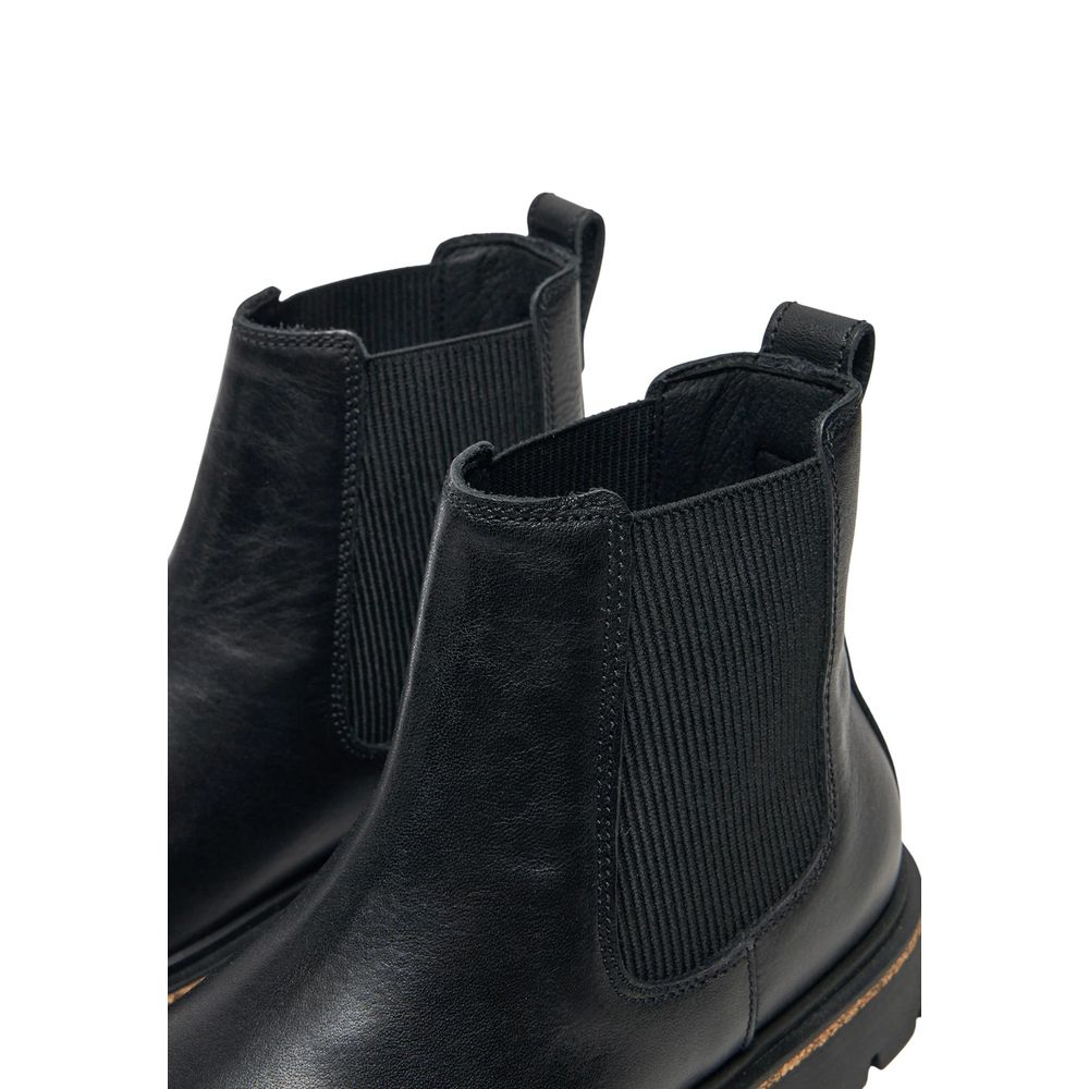 Birkenstock Highwood Slip On Black Leather Ankle Boots