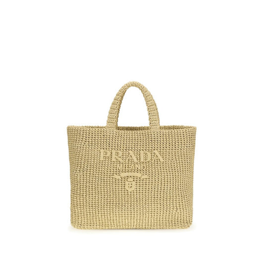Prada Beige Raffia Tote Handbag