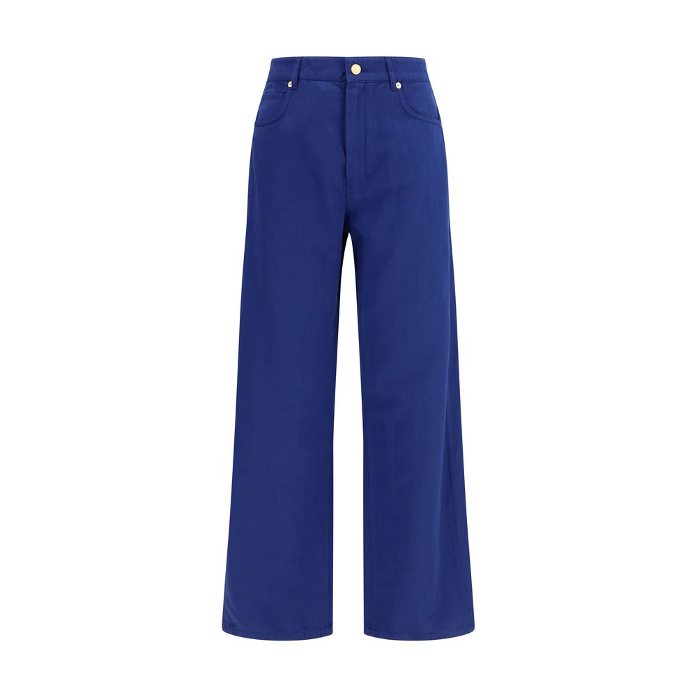 S Max Mara Blue Cotton Casual Pants