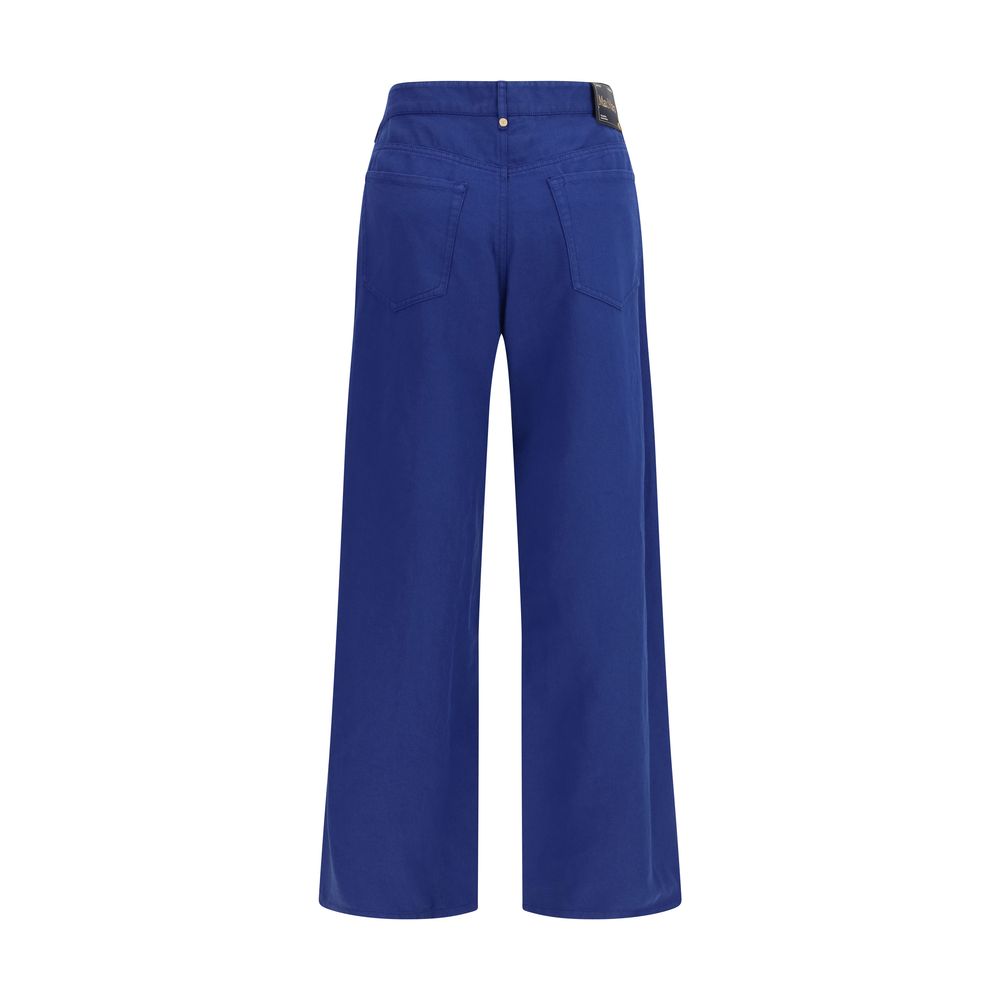 S Max Mara Blue Cotton Casual Pants