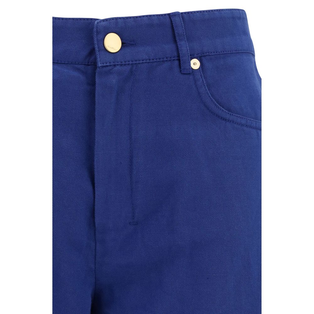 S Max Mara Blue Cotton Casual Pants