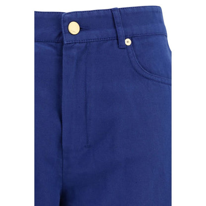 S Max Mara Blue Cotton Casual Pants
