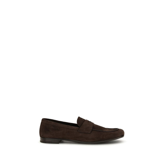 Prada Brown Calf Leather Suede Shuffle Loafer