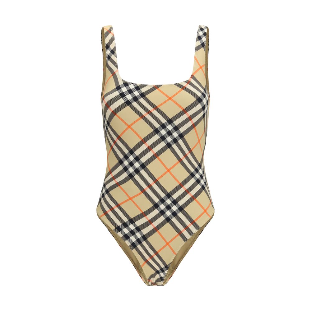 Burberry Beige Check One-Piece Swimsuit
