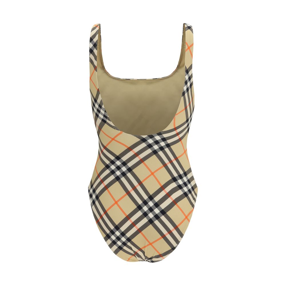 Burberry Beige Check One-Piece Swimsuit