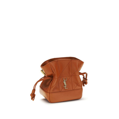 Saint Laurent Orange Lambskin Leather Jamie Mini Clutch Bag