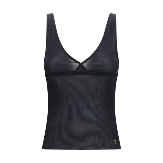 Saint Laurent Black Silk Sleeveless T-Shirt