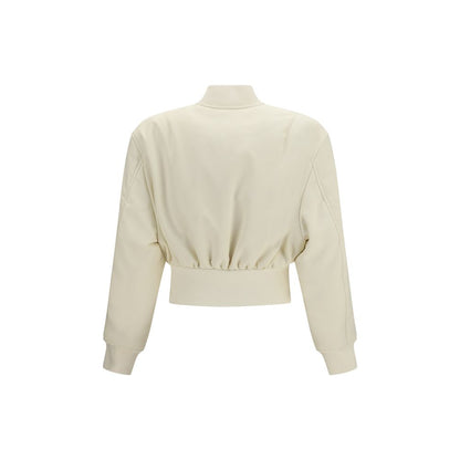 Balenciaga Beige Polyester Cropped Bomber Jacket