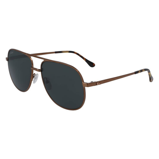 Lacoste Men’s Sunglasses – Brown Metal Frame, Grey Lenses