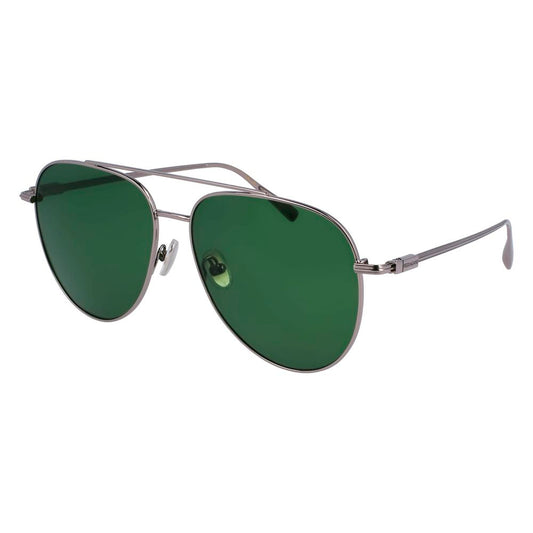 Ferragamo Men's Sunglasses – Grey Metal Frame, Green Lenses