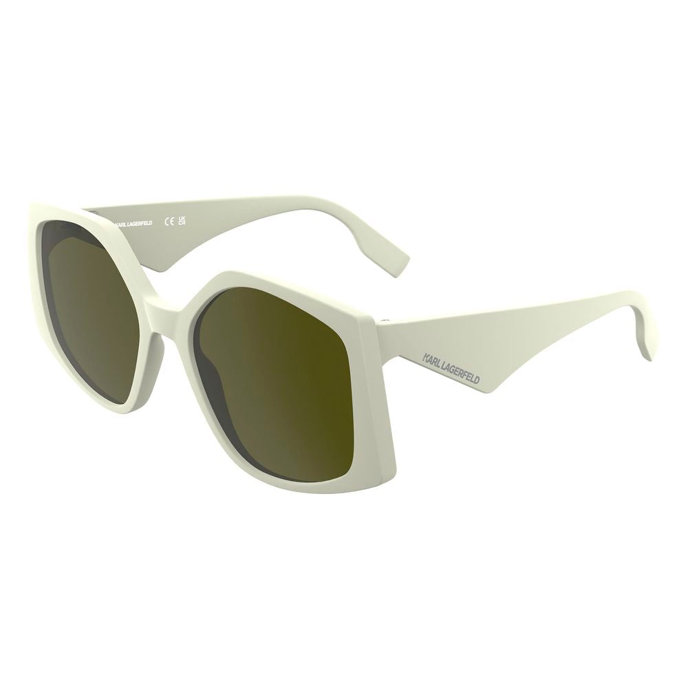 Karl Lagerfeld Women’s Sunglasses – White Injected Frame, Green Lenses