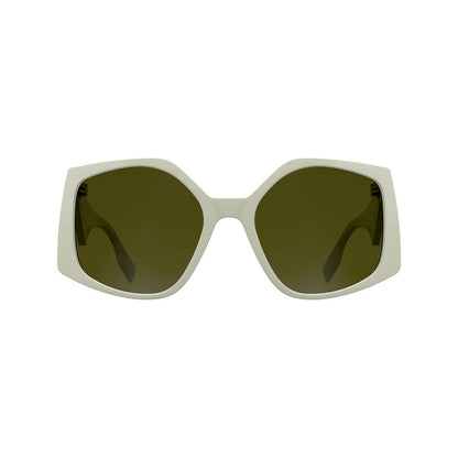 Karl Lagerfeld Women’s Sunglasses – White Injected Frame, Green Lenses
