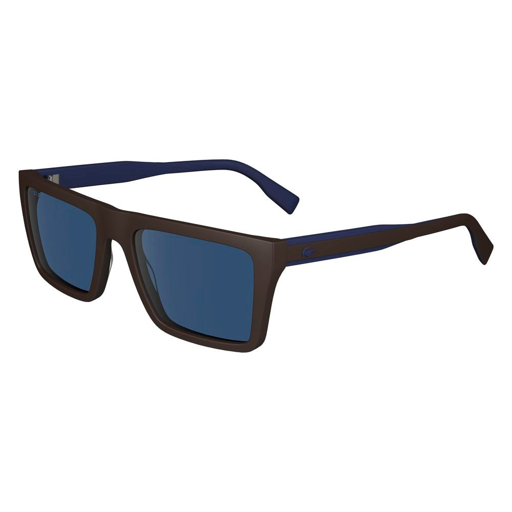 Lacoste Men’s Sunglasses – Brown Plastic Frame, Blue Lenses