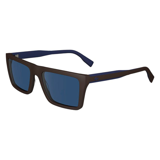 Lacoste Men’s Sunglasses – Brown Plastic Frame, Blue Lenses