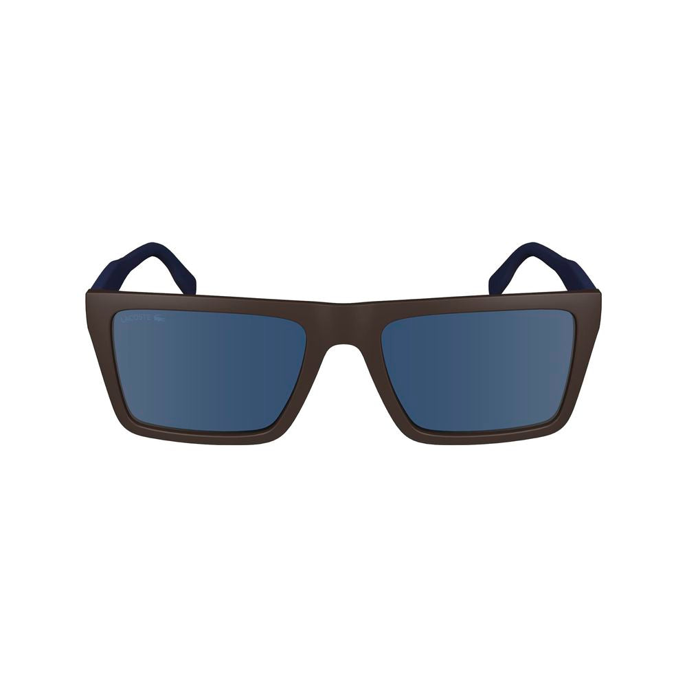 Lacoste Men’s Sunglasses – Brown Plastic Frame, Blue Lenses