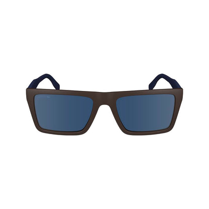 Lacoste Men’s Sunglasses – Brown Plastic Frame, Blue Lenses