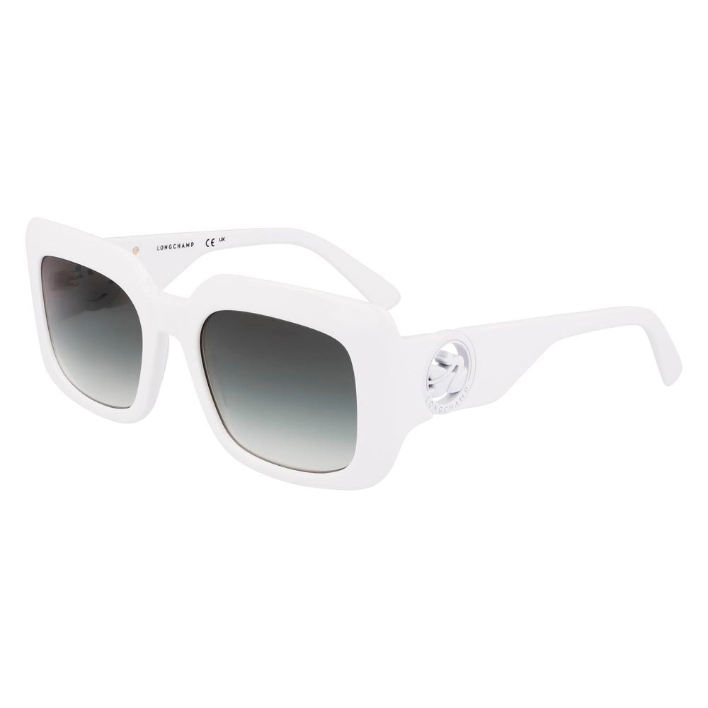 Longchamp Women’s Sunglasses – White Acetate Frame, Grey Gradient Lenses
