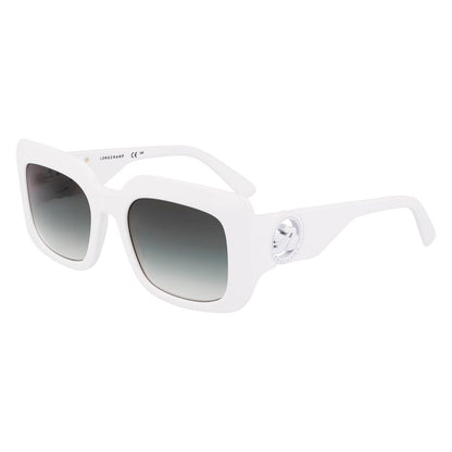 Longchamp Women’s Sunglasses – White Acetate Frame, Grey Gradient Lenses