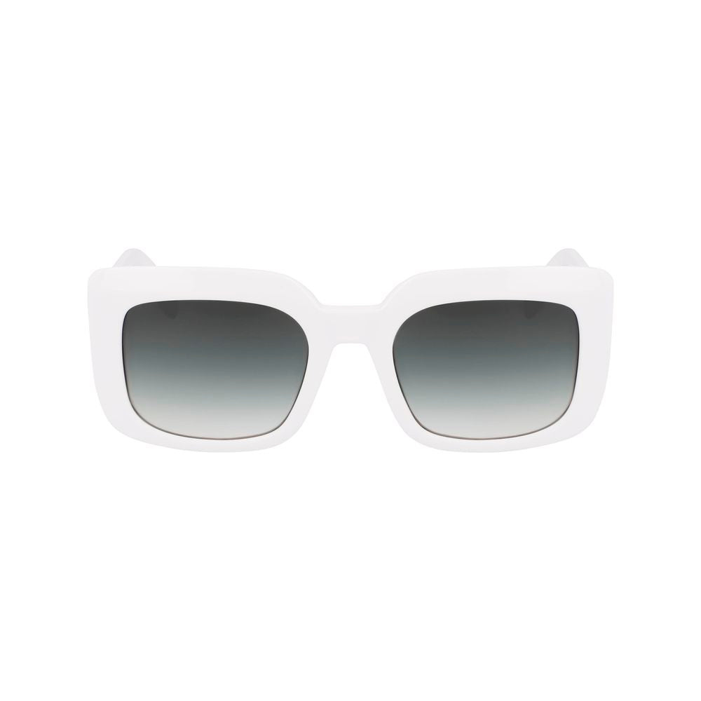 Longchamp Women’s Sunglasses – White Acetate Frame, Grey Gradient Lenses