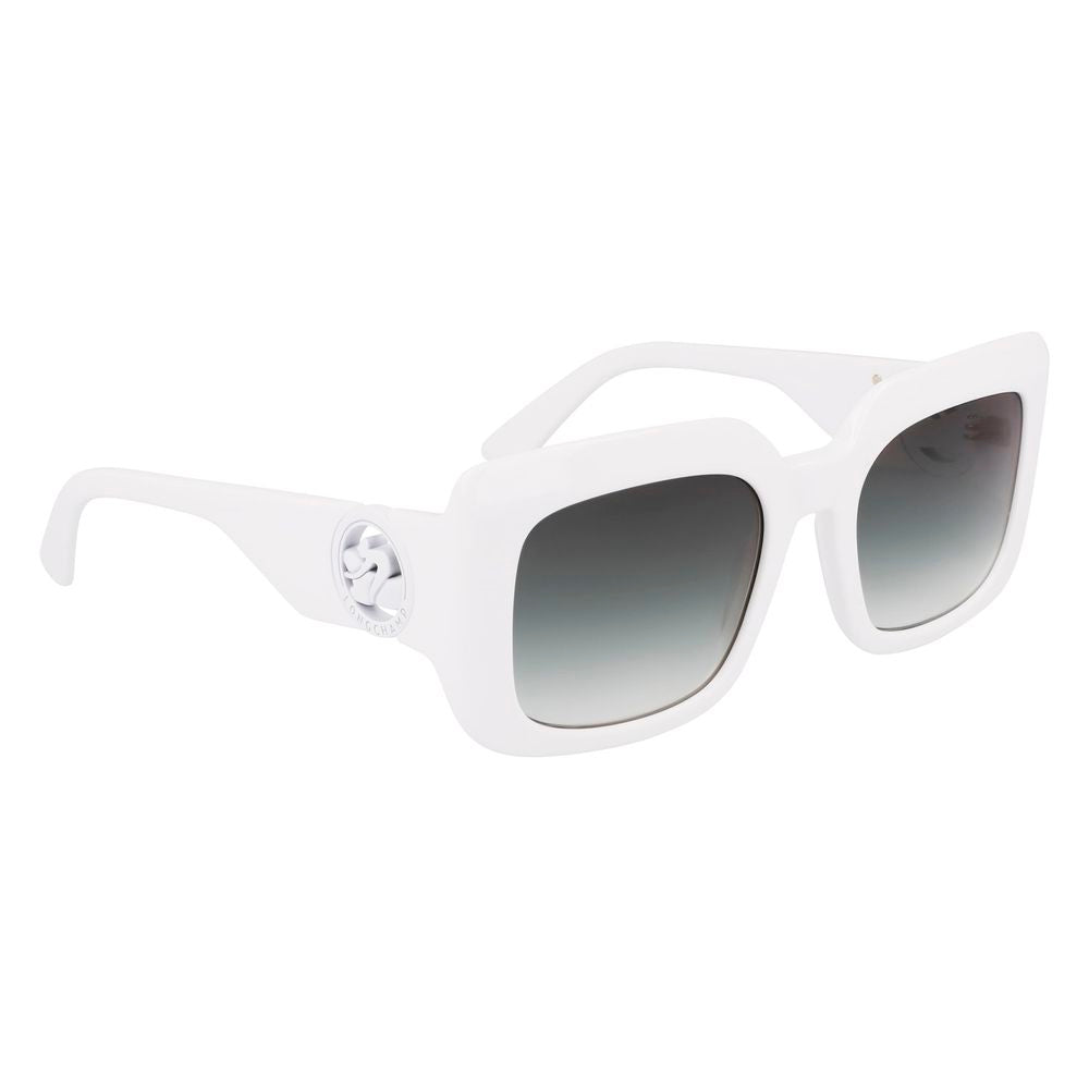 Longchamp Women’s Sunglasses – White Acetate Frame, Grey Gradient Lenses