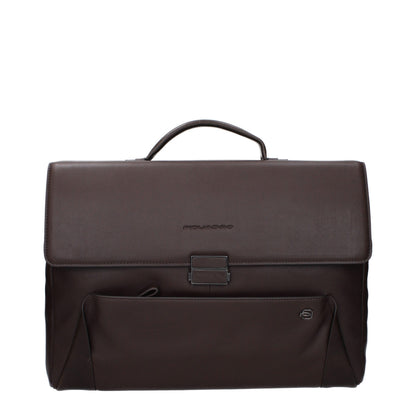 Piquadro Brown Leather Business and Laptop Bag