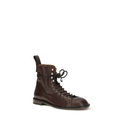 Versace Brown Calf Leather Billy Lace-Up Ankle Boots