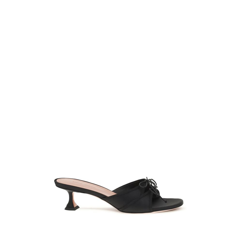 Amina Muaddi Eleonora Mules Sandals in Black Silk