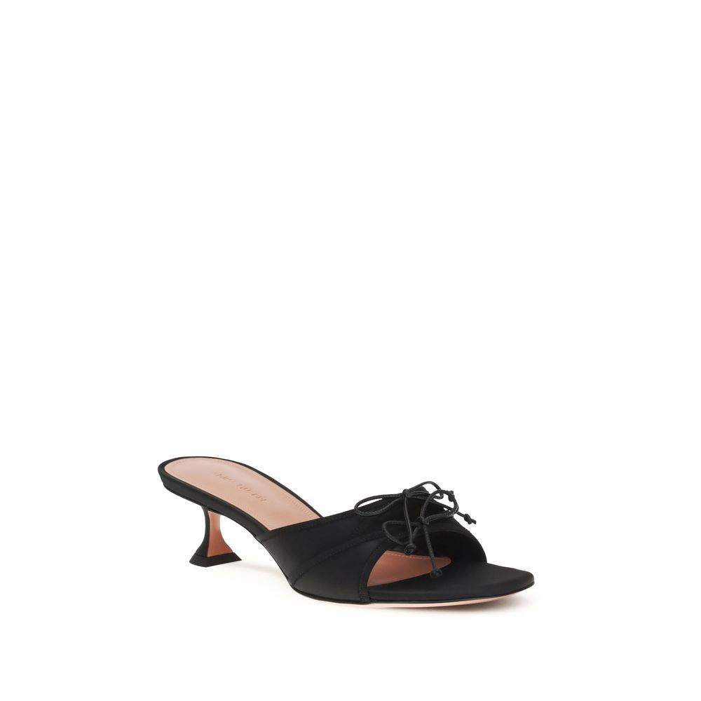 Amina Muaddi Eleonora Mules Sandals in Black Silk
